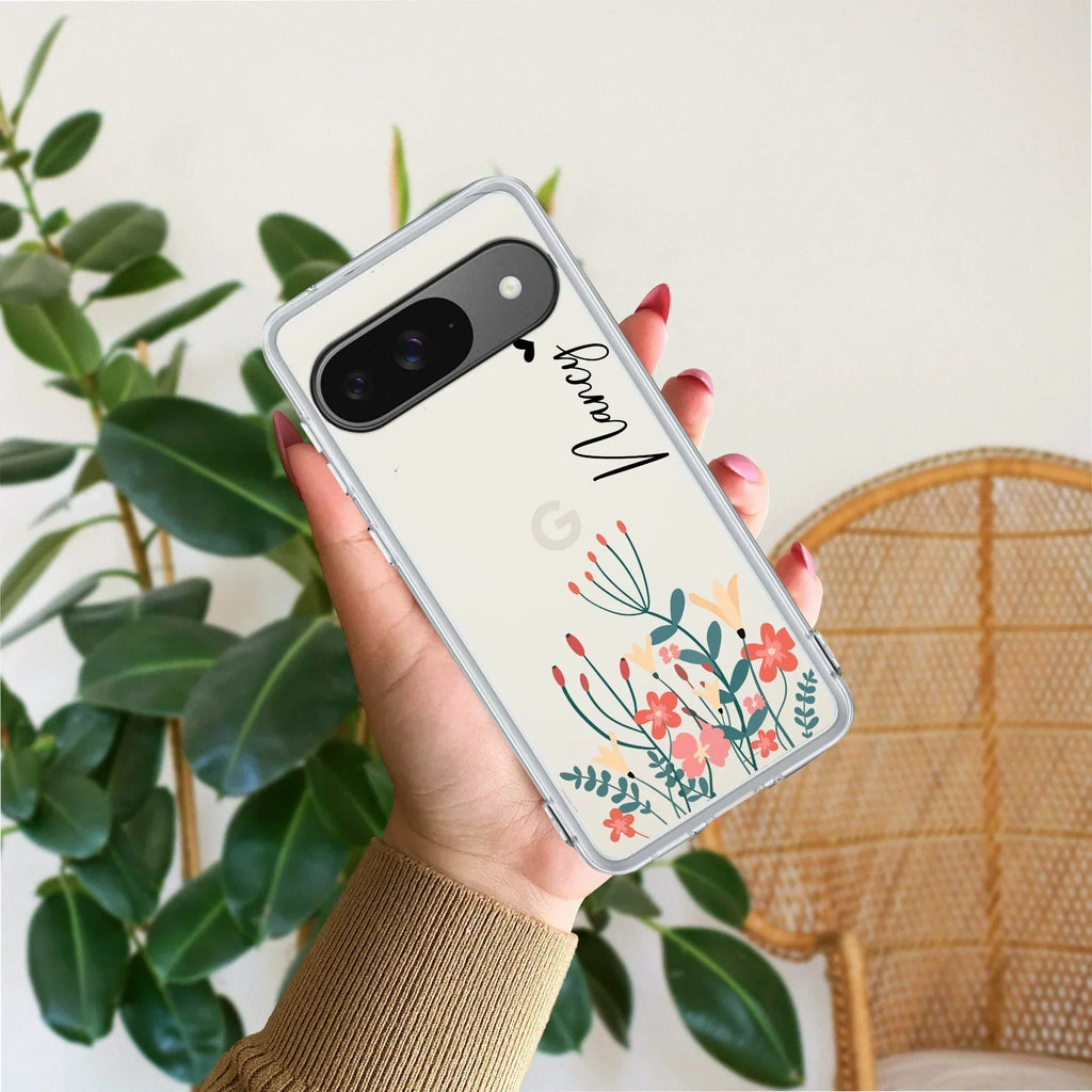 MultiColor Floral Customize Transparent Silicon Case For Google Pixel 10 Pro