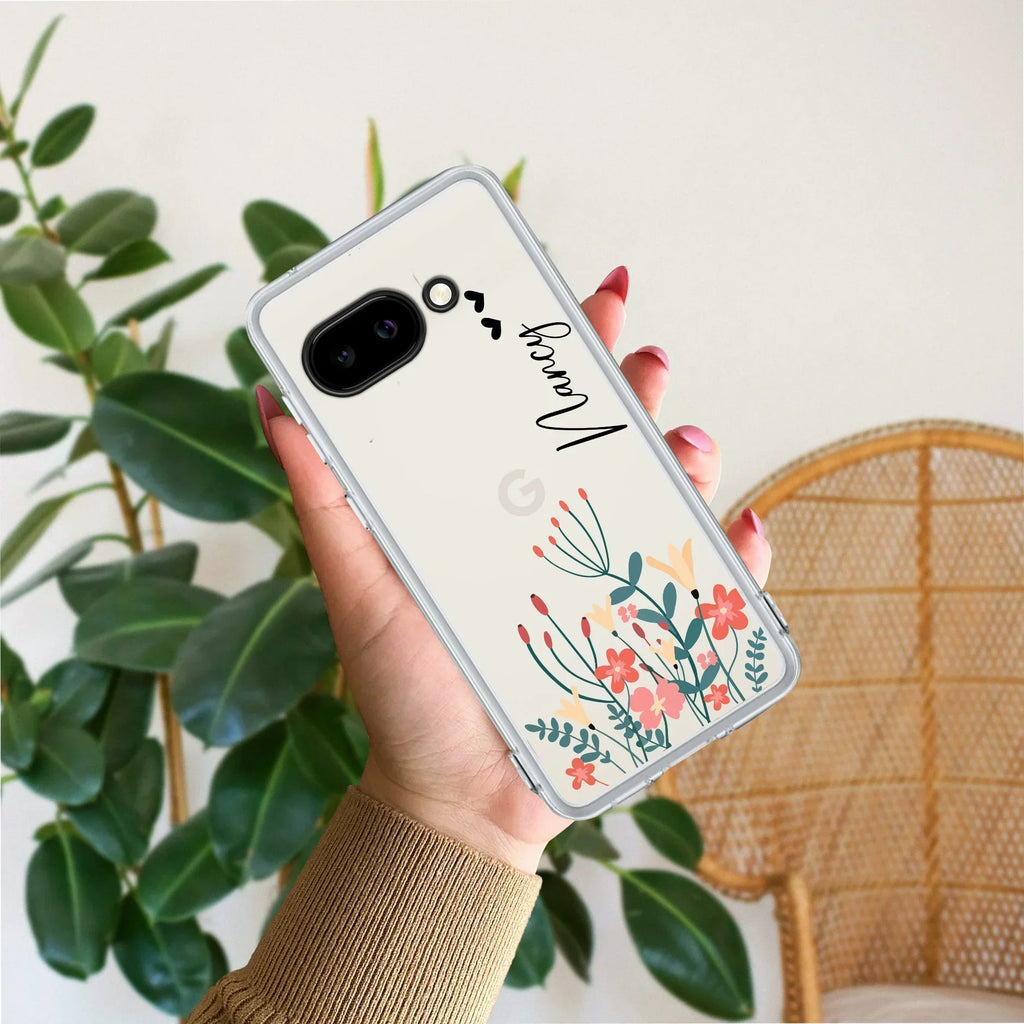 MultiColor Floral Customize Transparent Silicon Case For Google Pixel 10a 5G