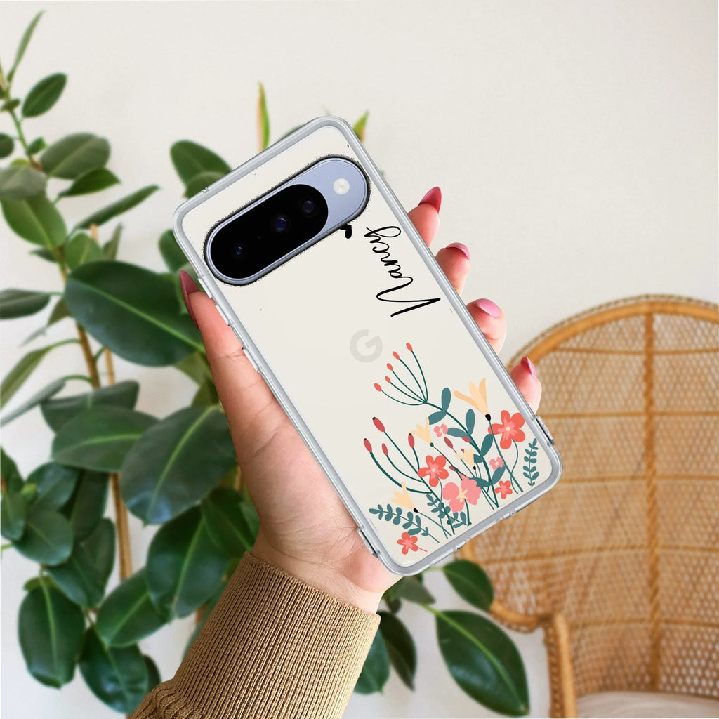 MultiColor Floral Customize Transparent Silicon Case For Google Pixel 10