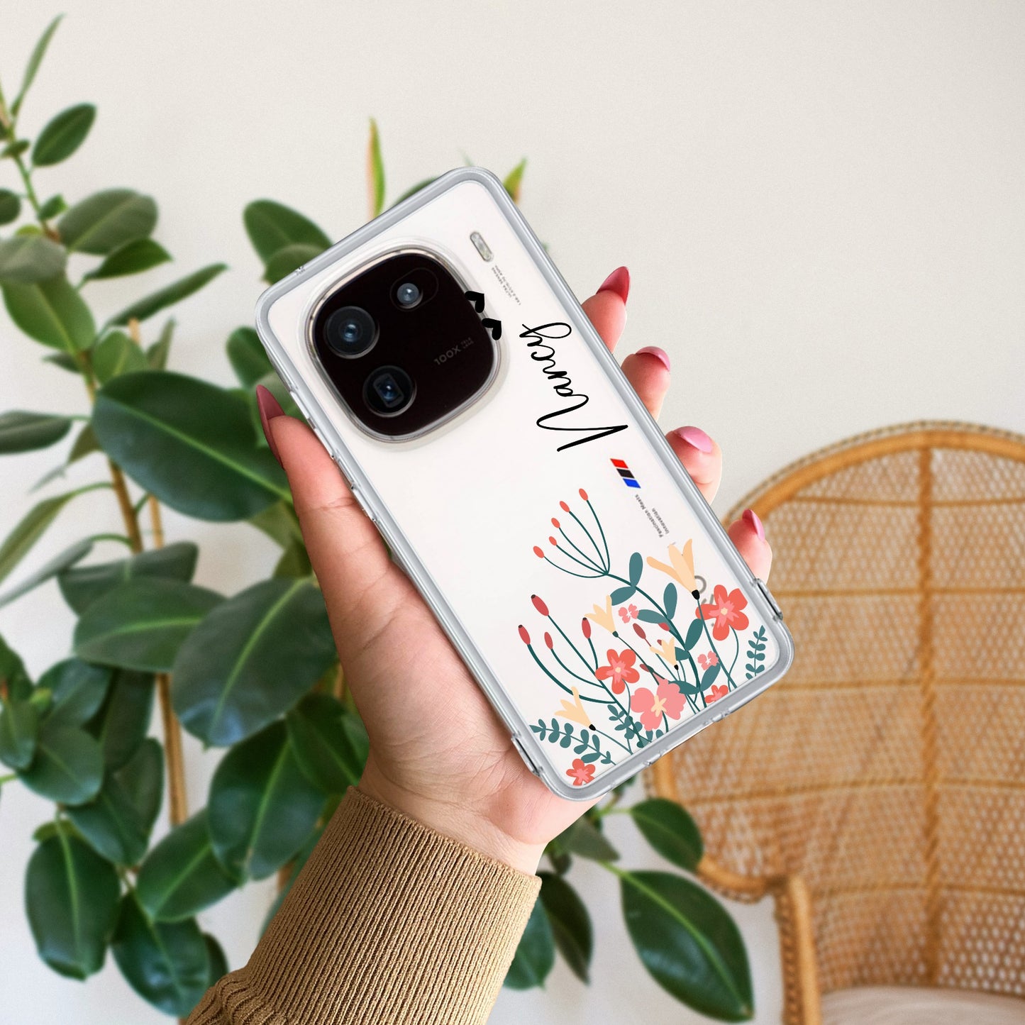 MultiColor Floral Customize Transparent Silicon Case For iQOO