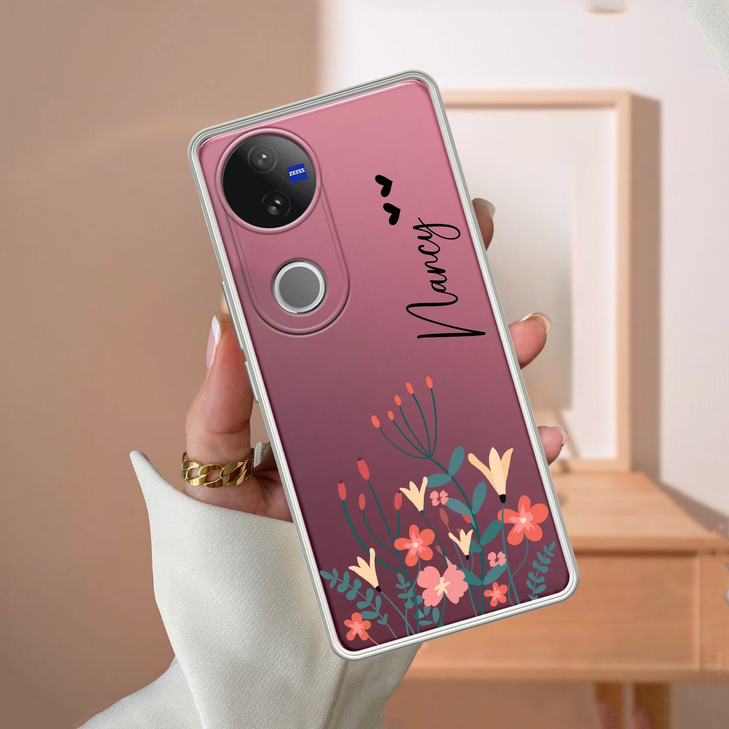 MultiColor Floral Customize Transparent Silicon Case For iQOO