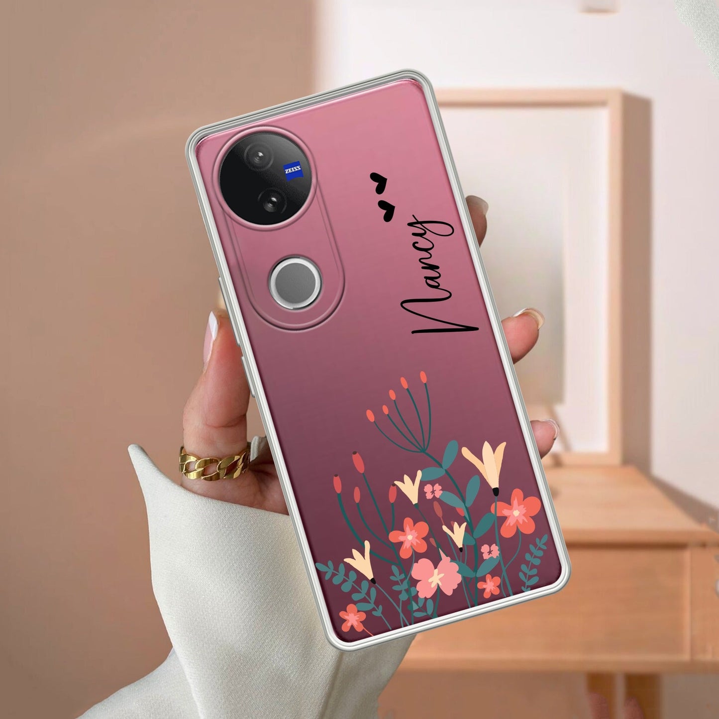 MultiColor Floral Customize Transparent Silicon Case For iQOO