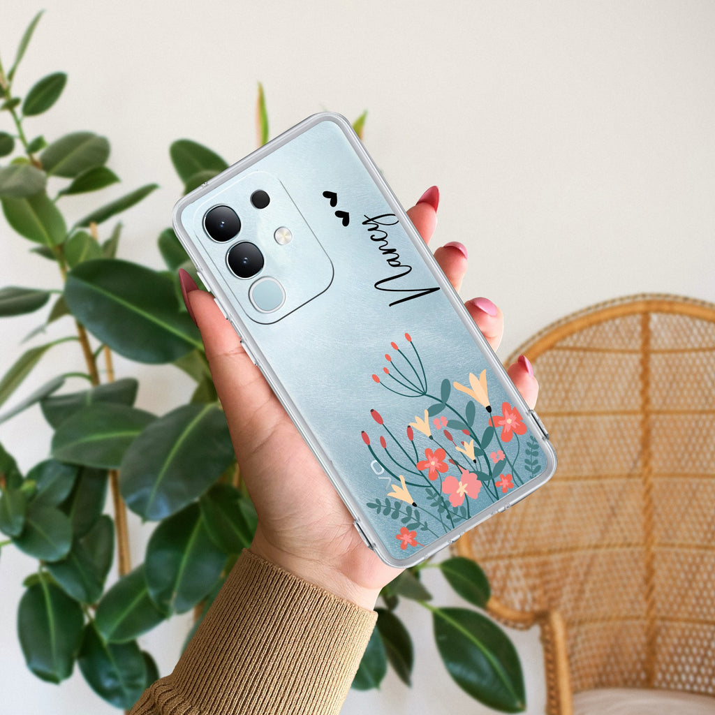 MultiColor Floral Customize Transparent Silicon Case For iQOO Z10x 5G