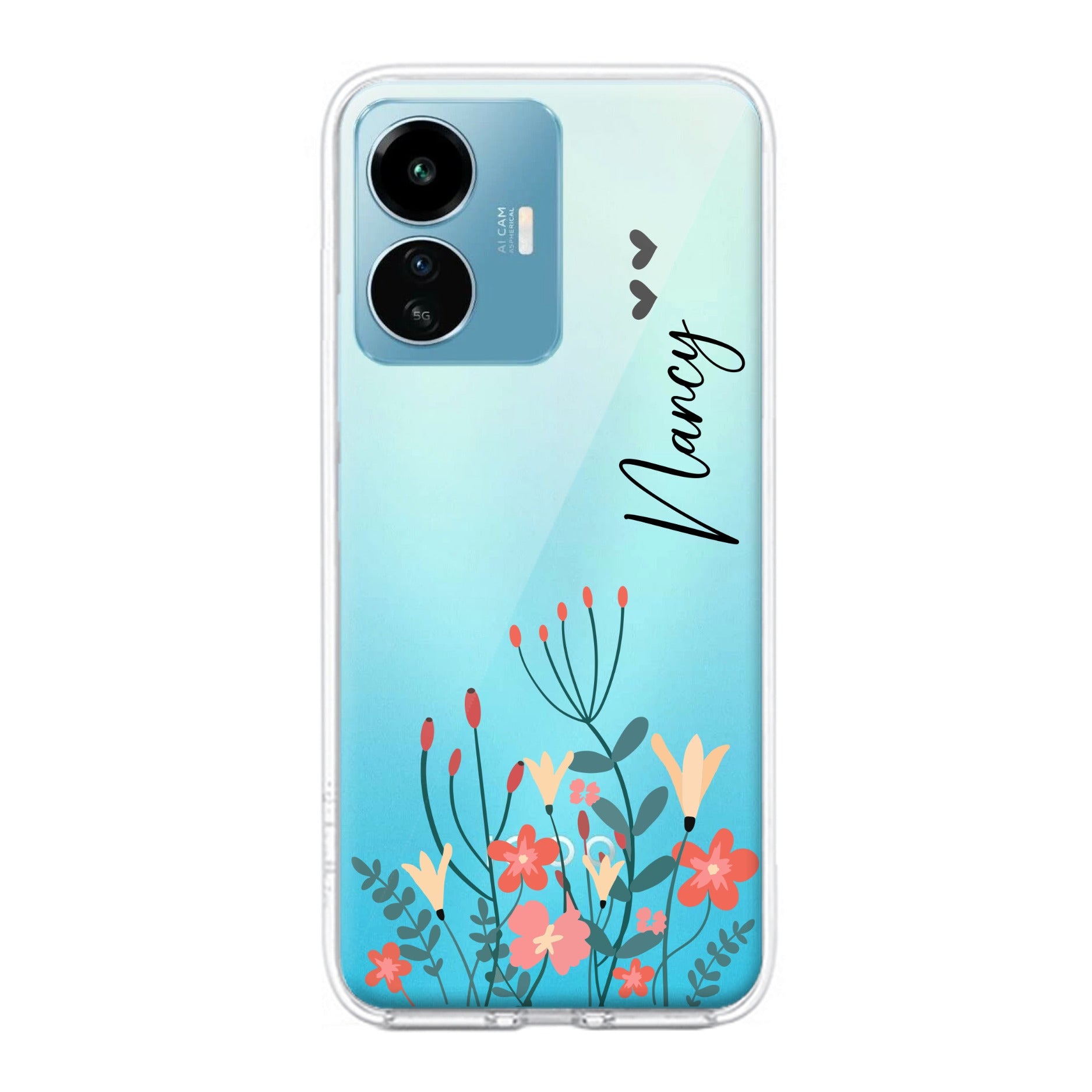 MultiColor Floral Customize Transparent Silicon Case For iQOO Z6 Lite 5G