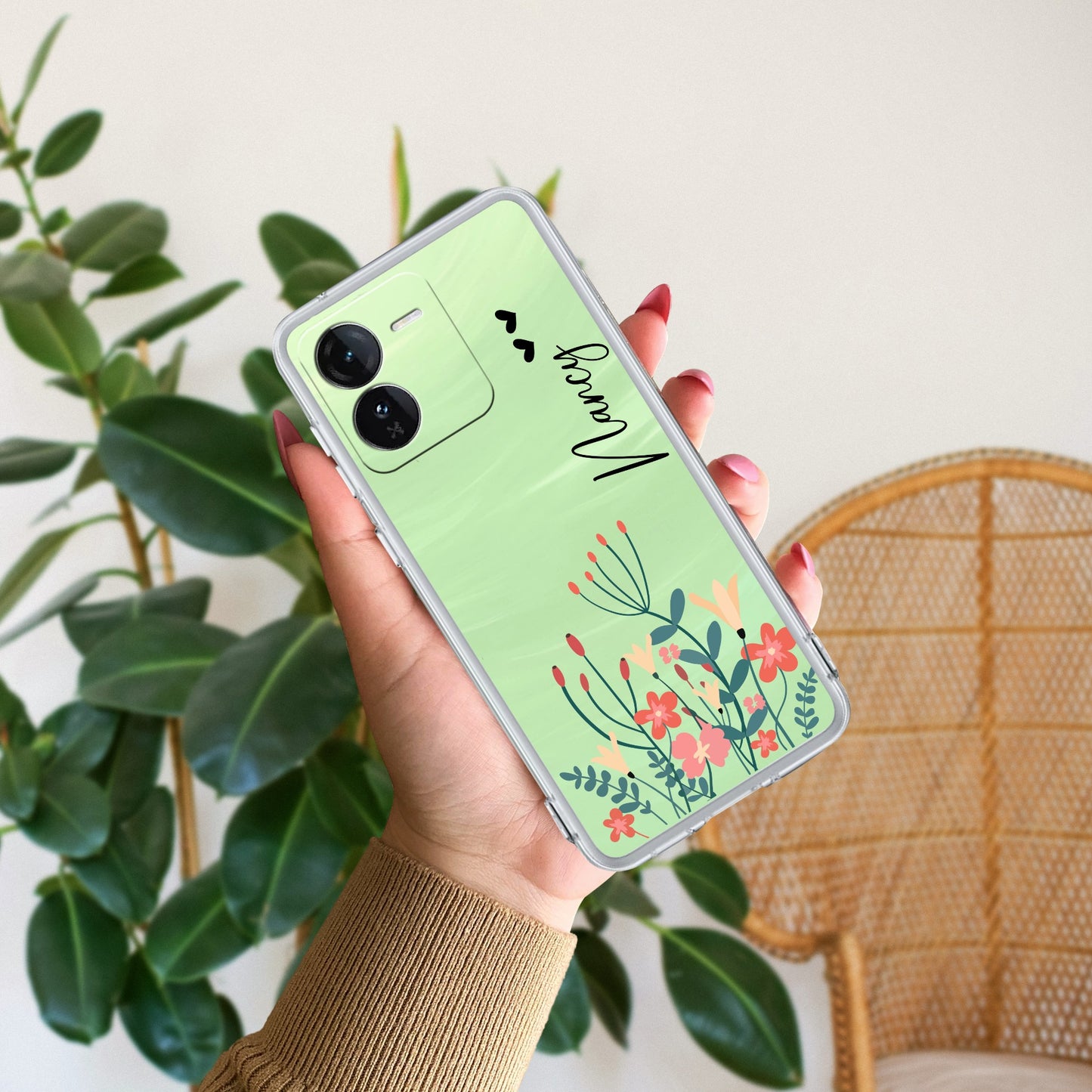 MultiColor Floral Customize Transparent Silicon Case For iQOO