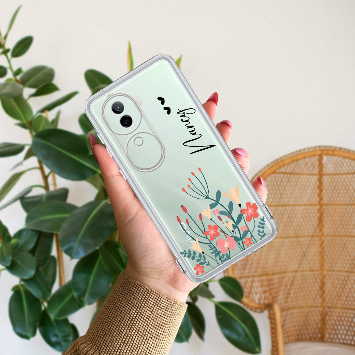 MultiColor Floral Customize Transparent Silicon Case For iQOO