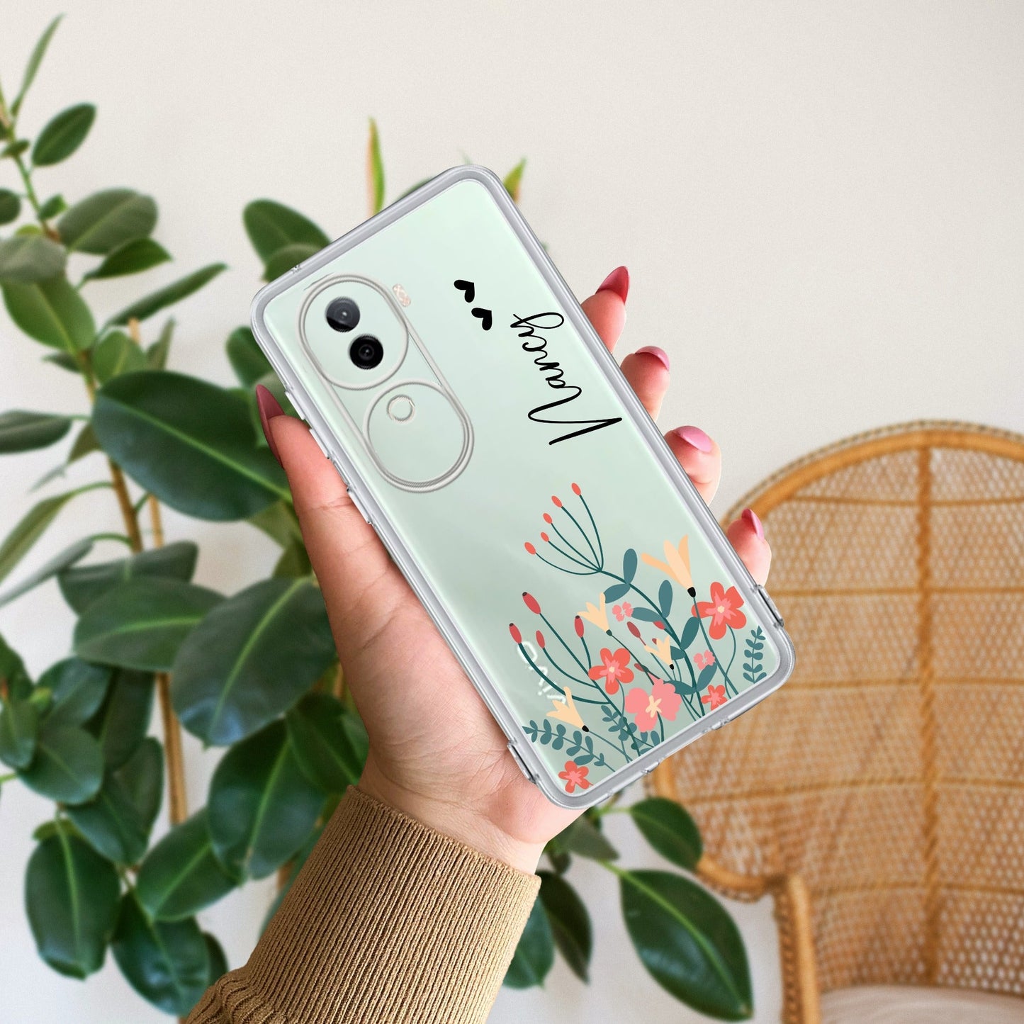MultiColor Floral Customize Transparent Silicon Case For Vivo