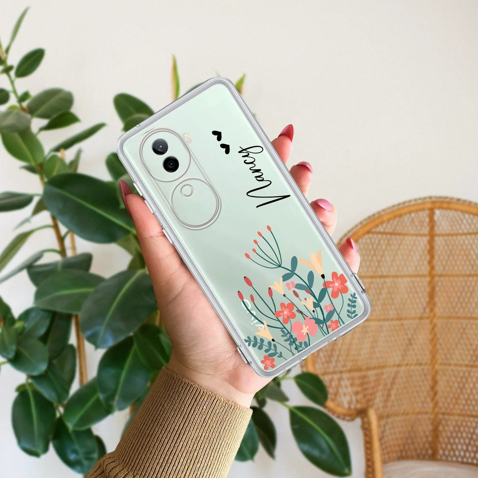 MultiColor Floral Customize Transparent Silicon Case For Vivo T1x