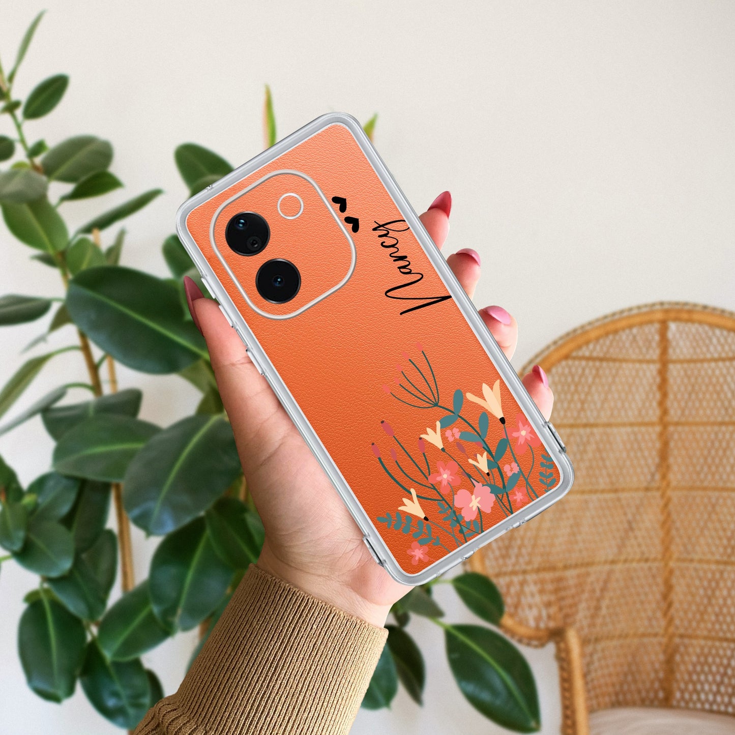 MultiColor Floral Customize Transparent Silicon Case For iQOO