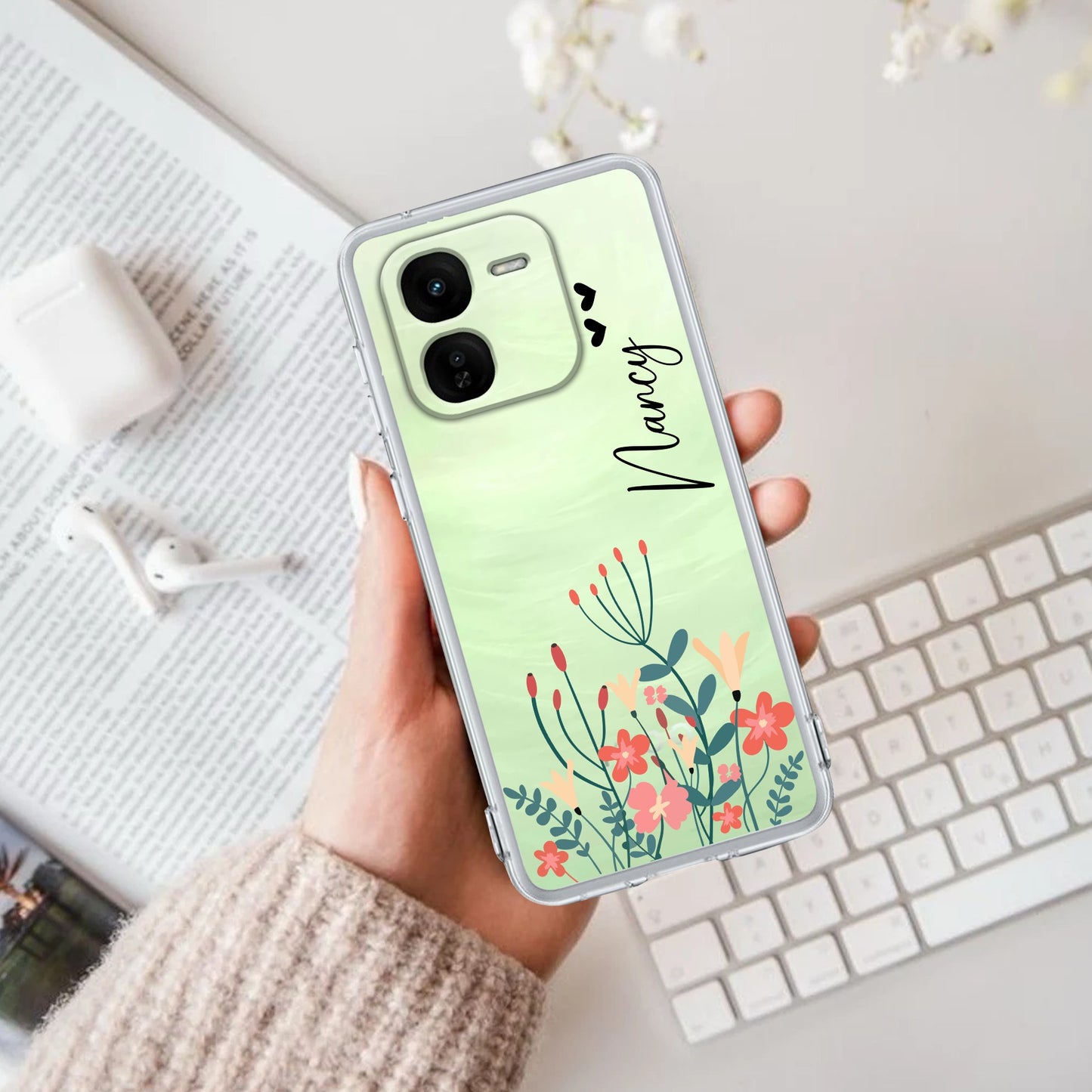 MultiColor Floral Customize Transparent Silicon Case For iQOO