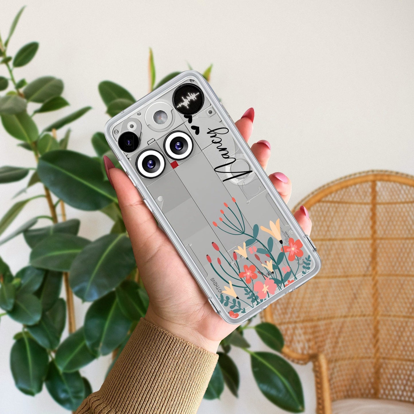 MultiColor Floral Customize Transparent Silicon Case For Nothing