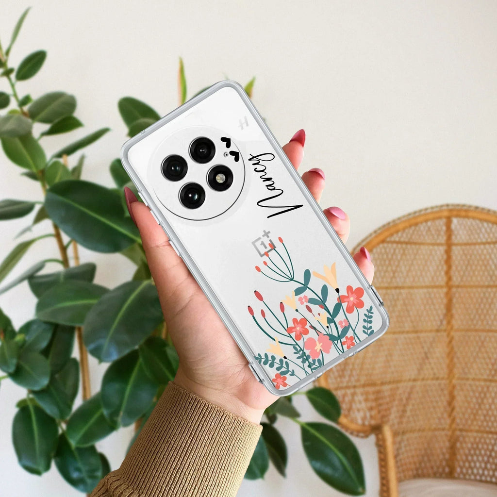 MultiColor Floral Customize Transparent Silicon Case For OnePlus Nord 2 5G