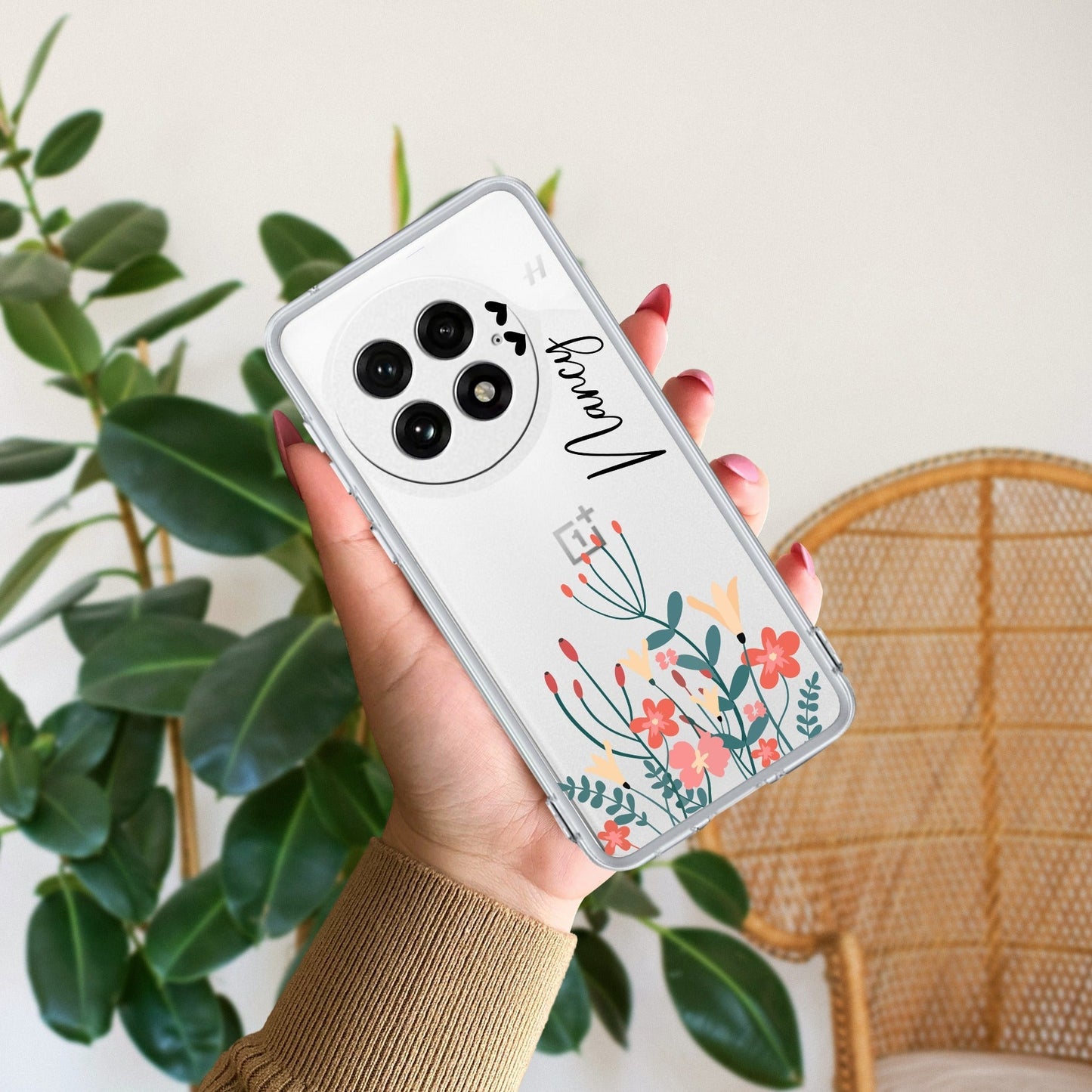 MultiColor Floral Customize Transparent Silicon Case For OnePlus