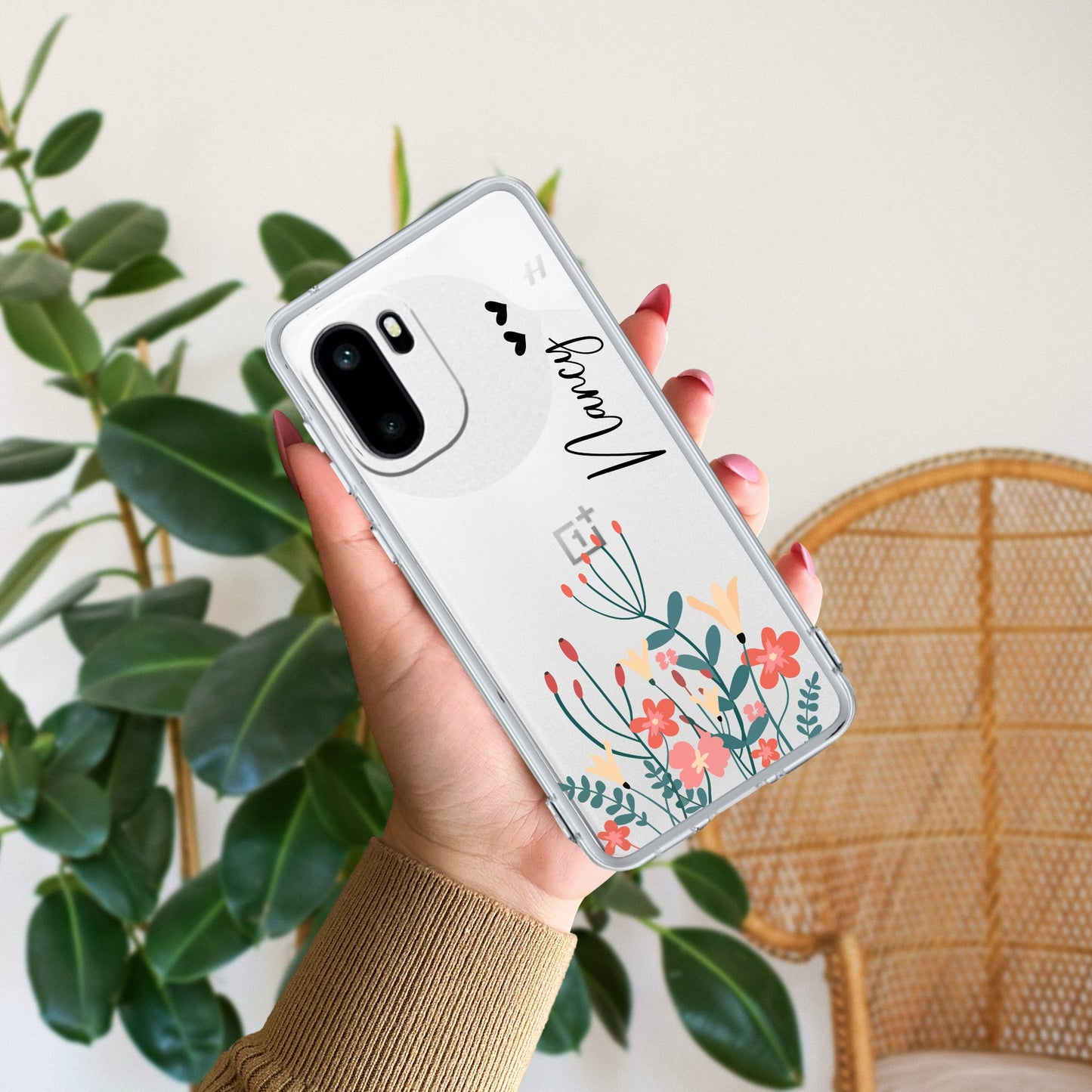 MultiColor Floral Customize Transparent Silicon Case For OnePlus