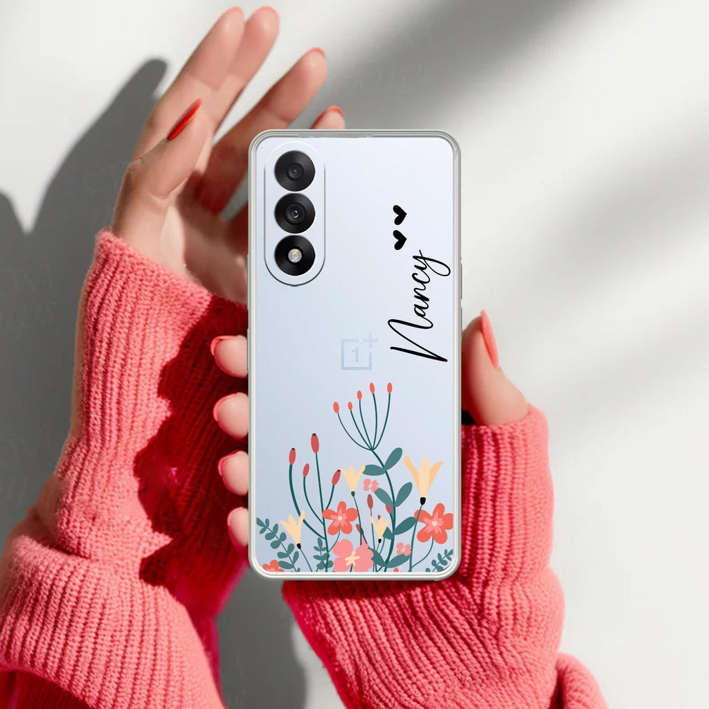 MultiColor Floral Customize Transparent Silicon Case For OnePlus Nord 5 5G