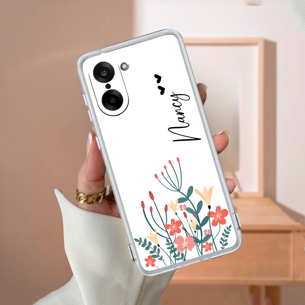 MultiColor Floral Customize Transparent Silicon Case For OnePlus Nord CE5 5G