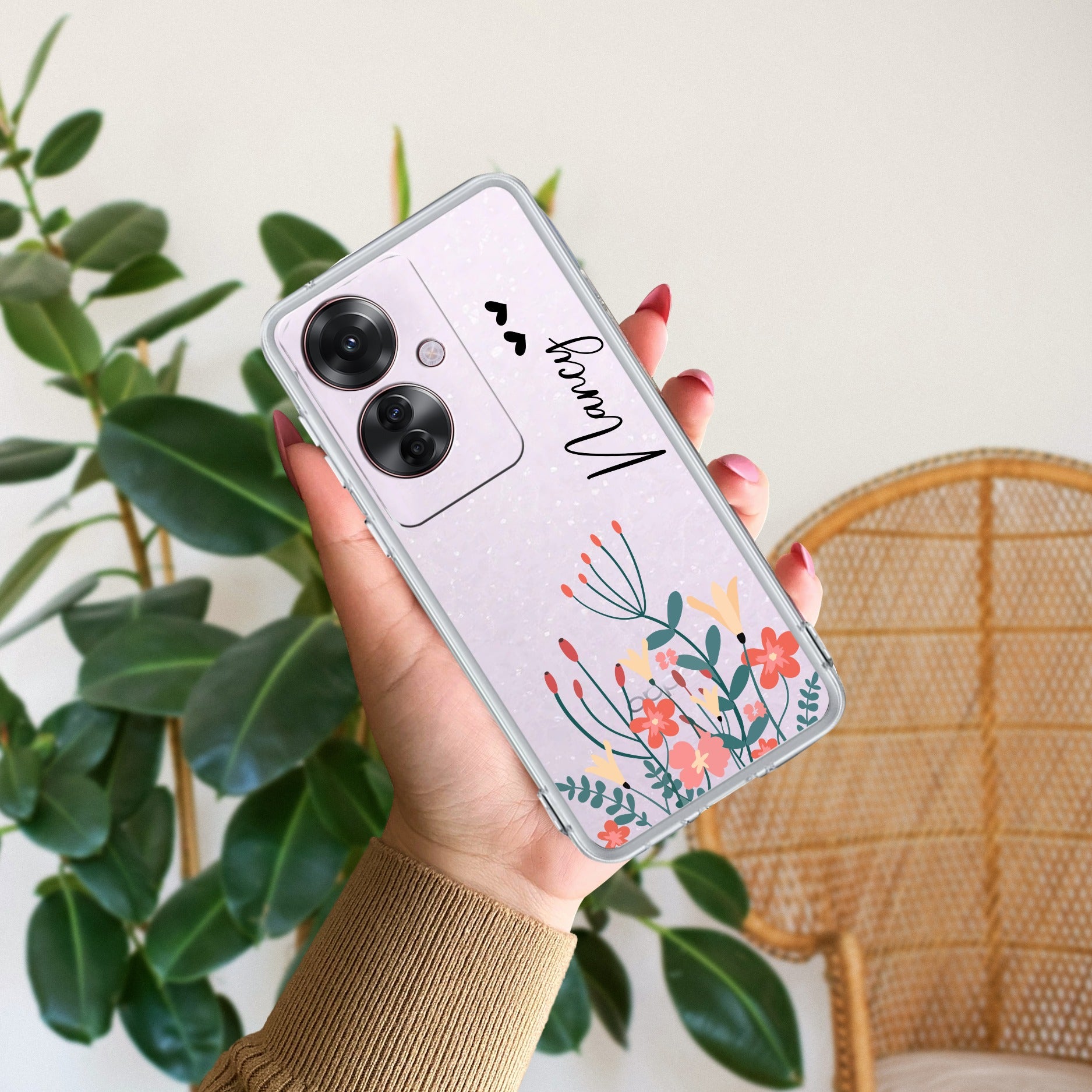 MultiColor Floral Customize Transparent Silicon Case For Oppo F25 Pro 5G