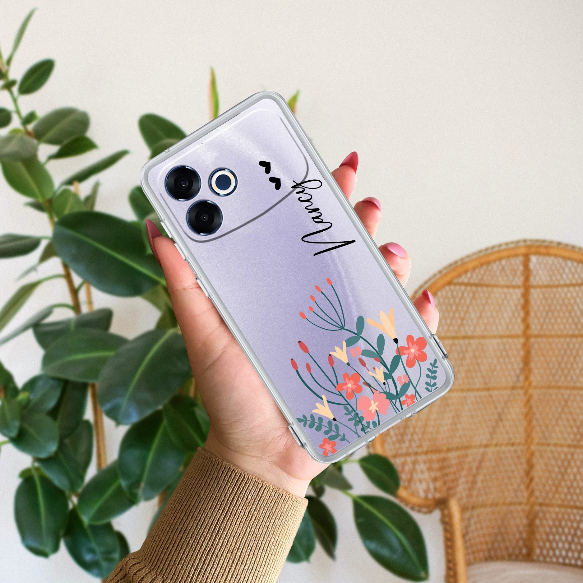 MultiColor Floral Customize Transparent Silicon Case For Oppo F33 Pro 5G