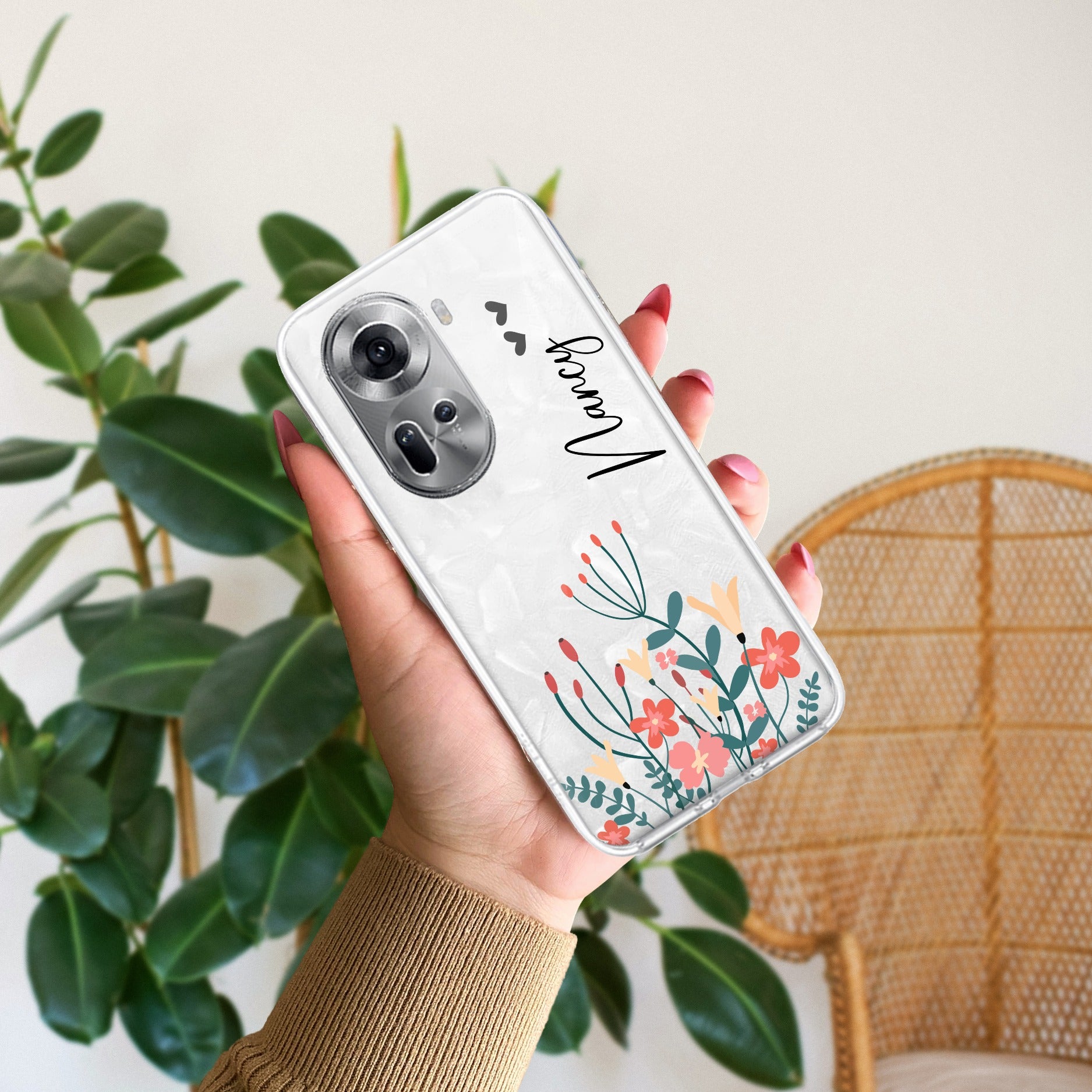MultiColor Floral Customize Anti Yellow Case For Oppo Reno 11 5G