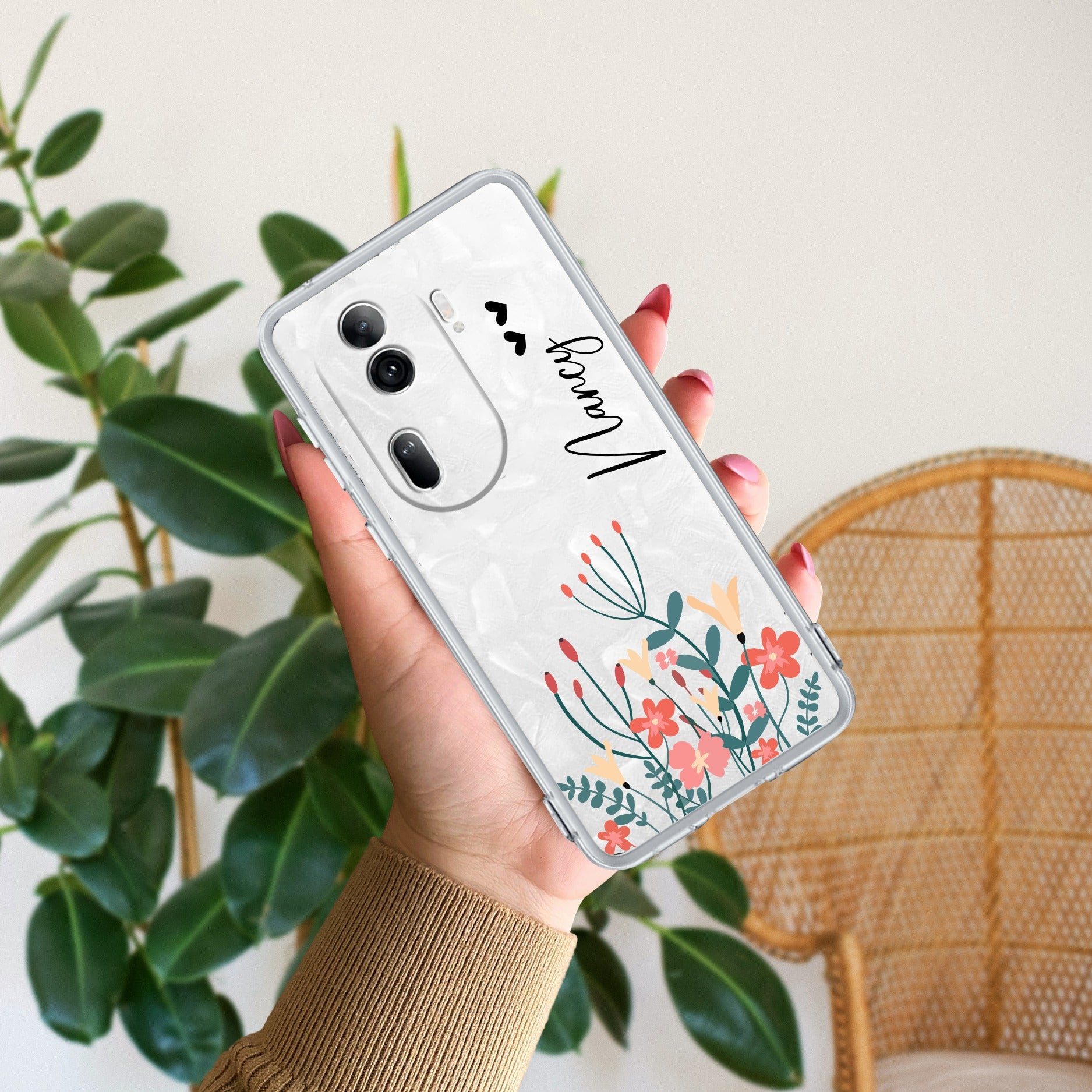 MultiColor Floral Customize Transparent Silicon Case For Oppo Reno 11 Pro 5G
