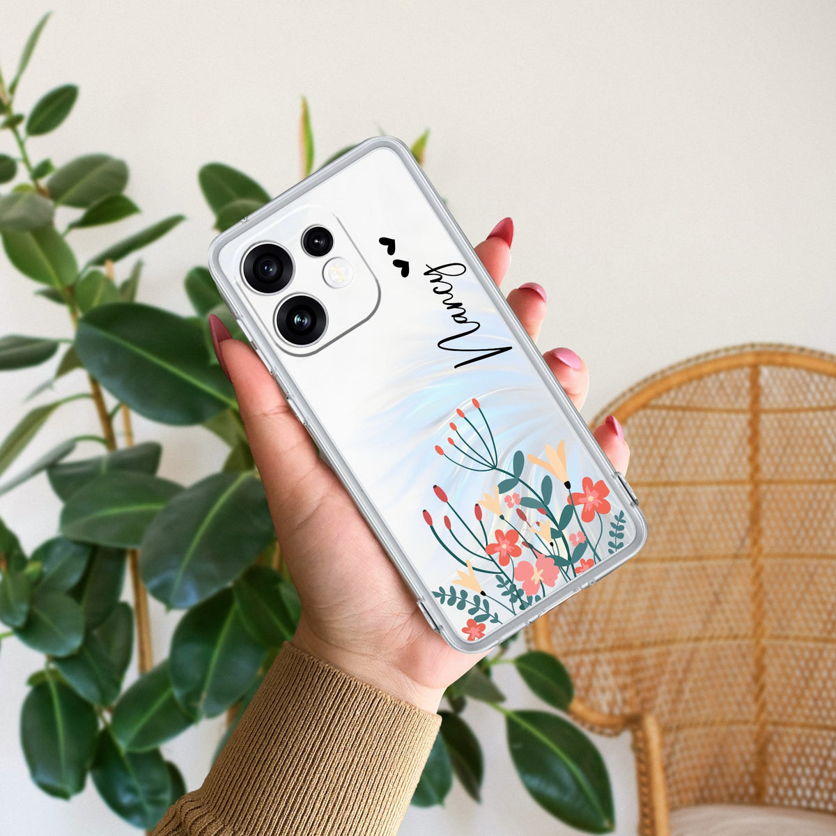 MultiColor Floral Customize Anti Yellow Case For Oppo Reno 16 5G