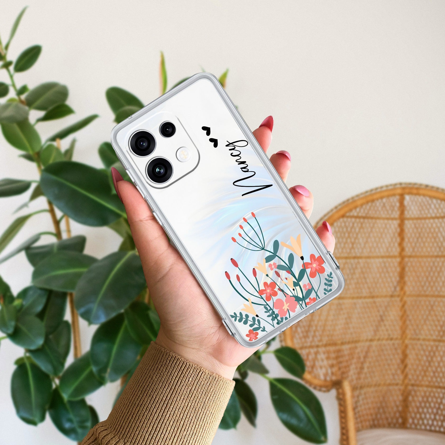 MultiColor Floral Customize Anti Yellow Case For Oppo Reno 16C 5G