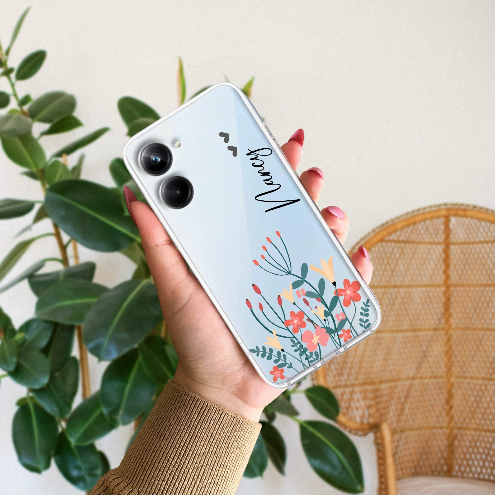 MultiColor Floral Customize Transparent Silicon Case For Realme 10 Pro 5G