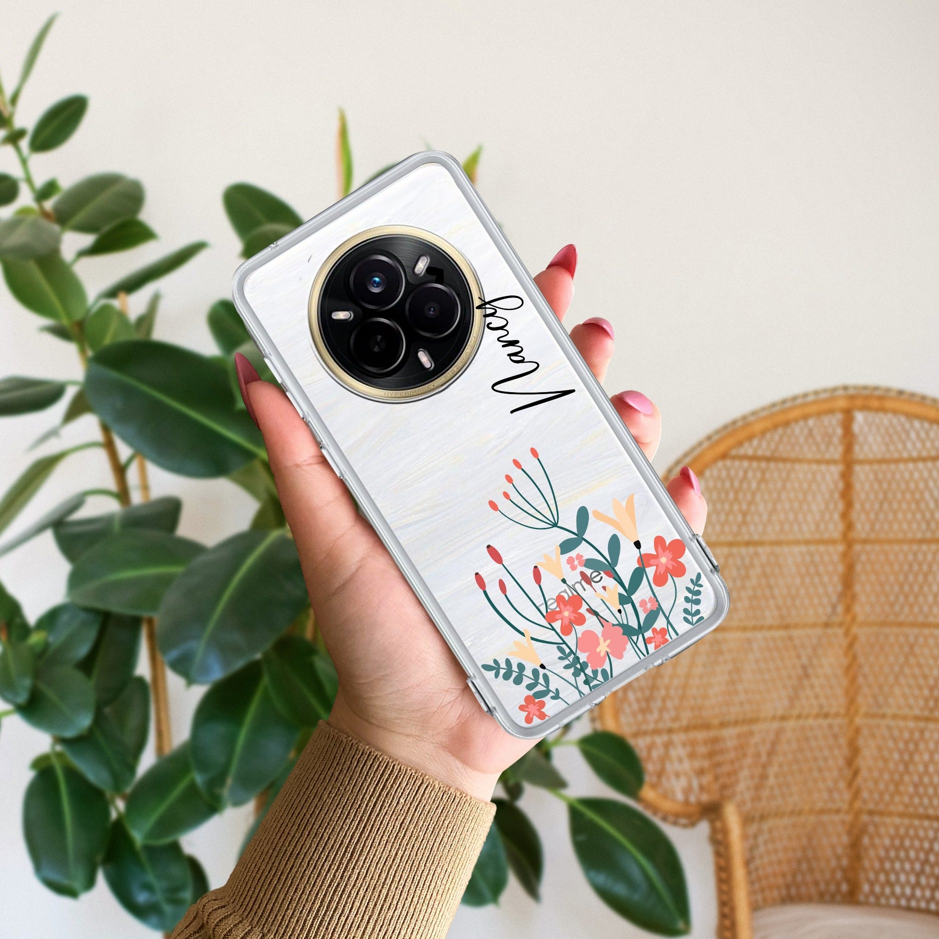 MultiColor Floral Customize Transparent Silicon Case For Realme 14 Pro 5G