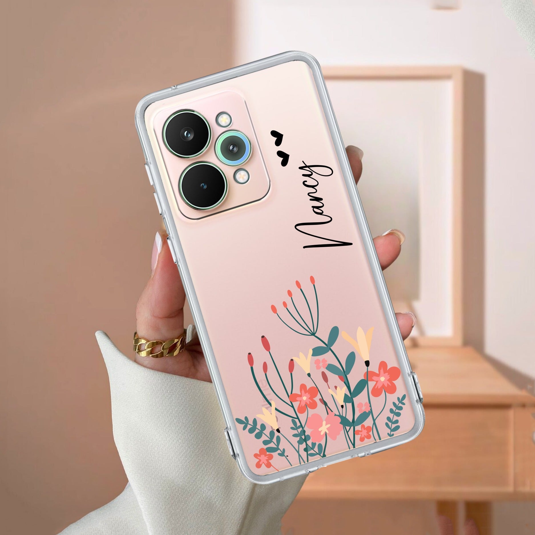 MultiColor Floral Customize Transparent Silicon Case For Realme 15 5G
