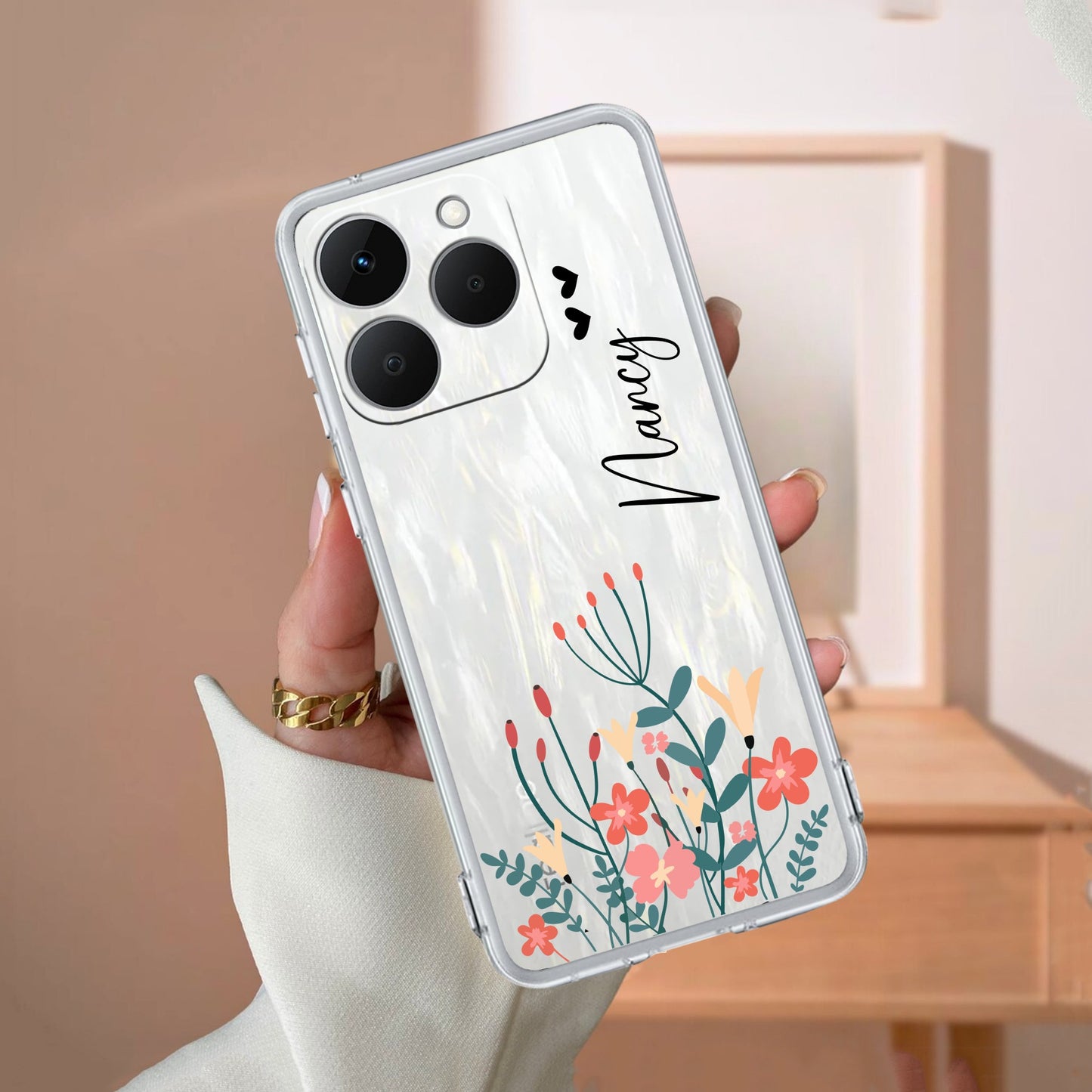 MultiColor Floral Customize Transparent Silicon Case For Realme/Narzo
