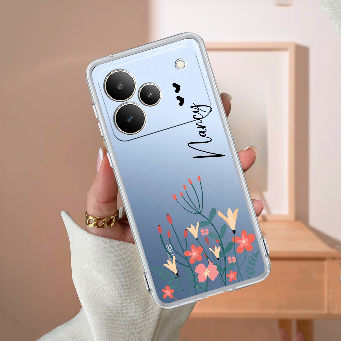 MultiColor Floral Customize Transparent Silicon Case For Realme/Narzo