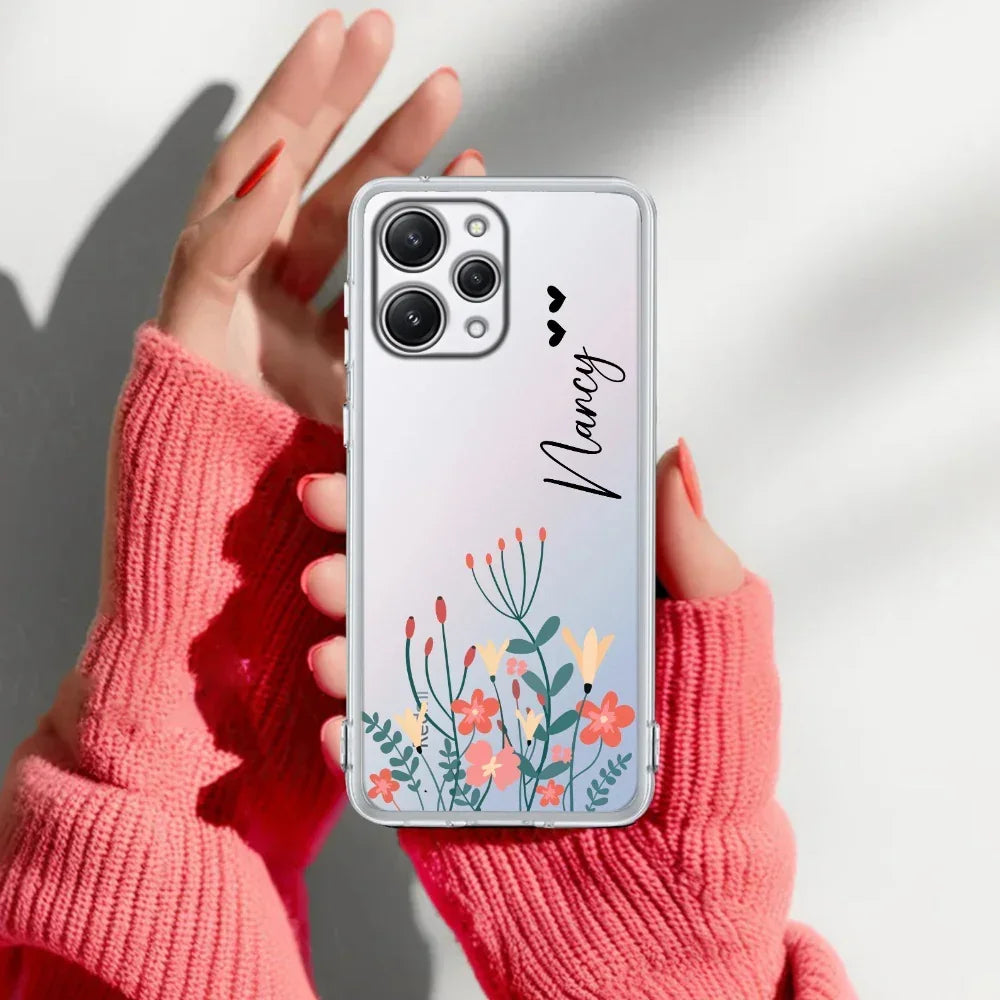MultiColor Floral Customize Transparent Silicon Case For Redmi 12 4G