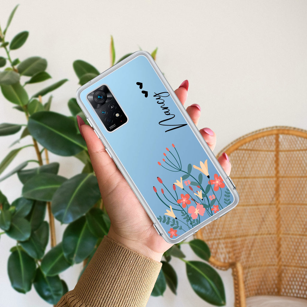 MultiColor Floral Customize Transparent Silicon Case For Redmi Note 11