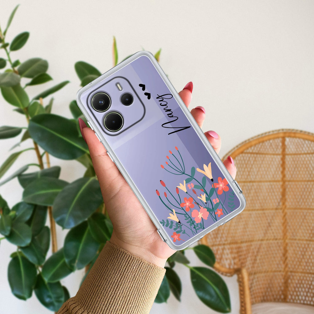 MultiColor Floral Customize Transparent Silicon Case For Redmi Note 15 Pro Plus 5G