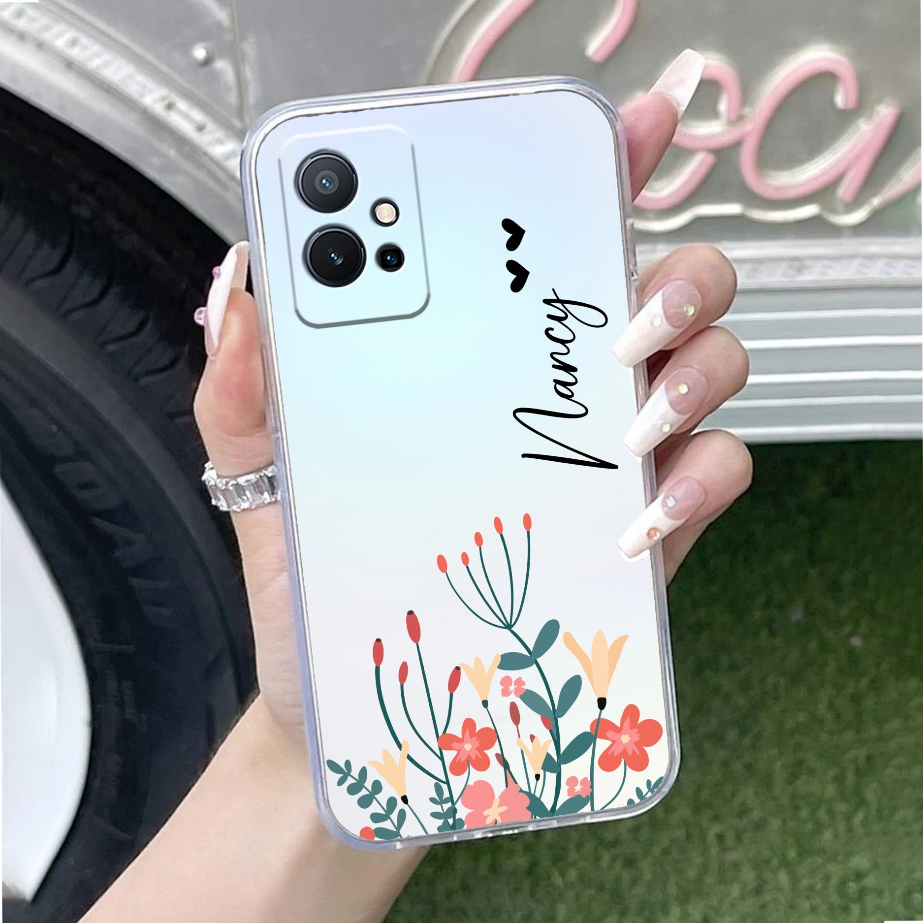 MultiColor Floral Customize Transparent Silicon Case For Vivo T1 5G