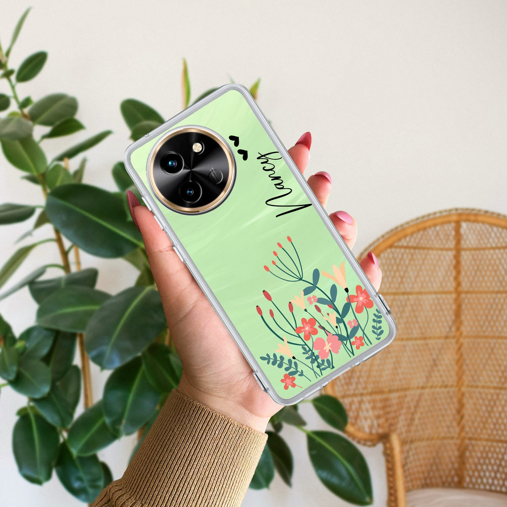 MultiColor Floral Customize Transparent Silicon Case For Vivo T3X 5G