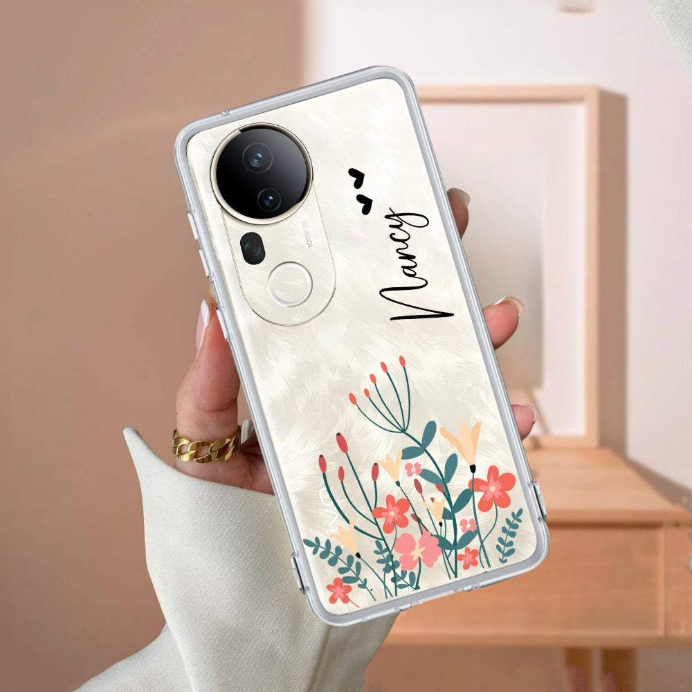 MultiColor Floral Customize Transparent Silicon Case For Vivo