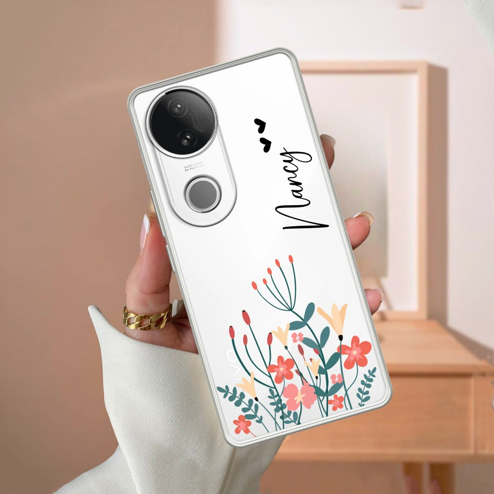 MultiColor Floral Customize Transparent Silicon Case For Vivo