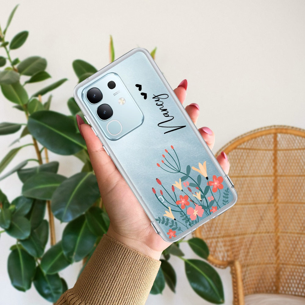 MultiColor Floral Customize Transparent Silicon Case For Vivo