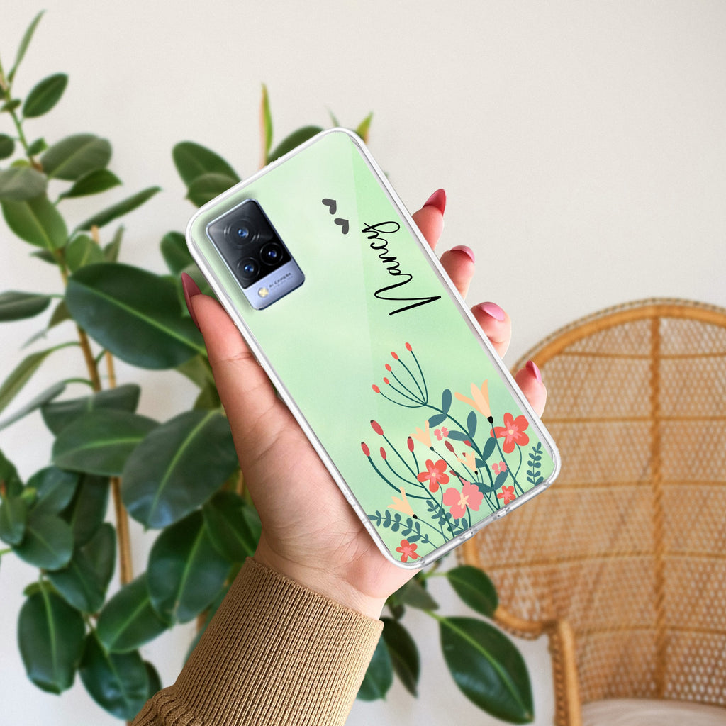 MultiColor Floral Customize Transparent Silicon Case For Vivo V21 5G