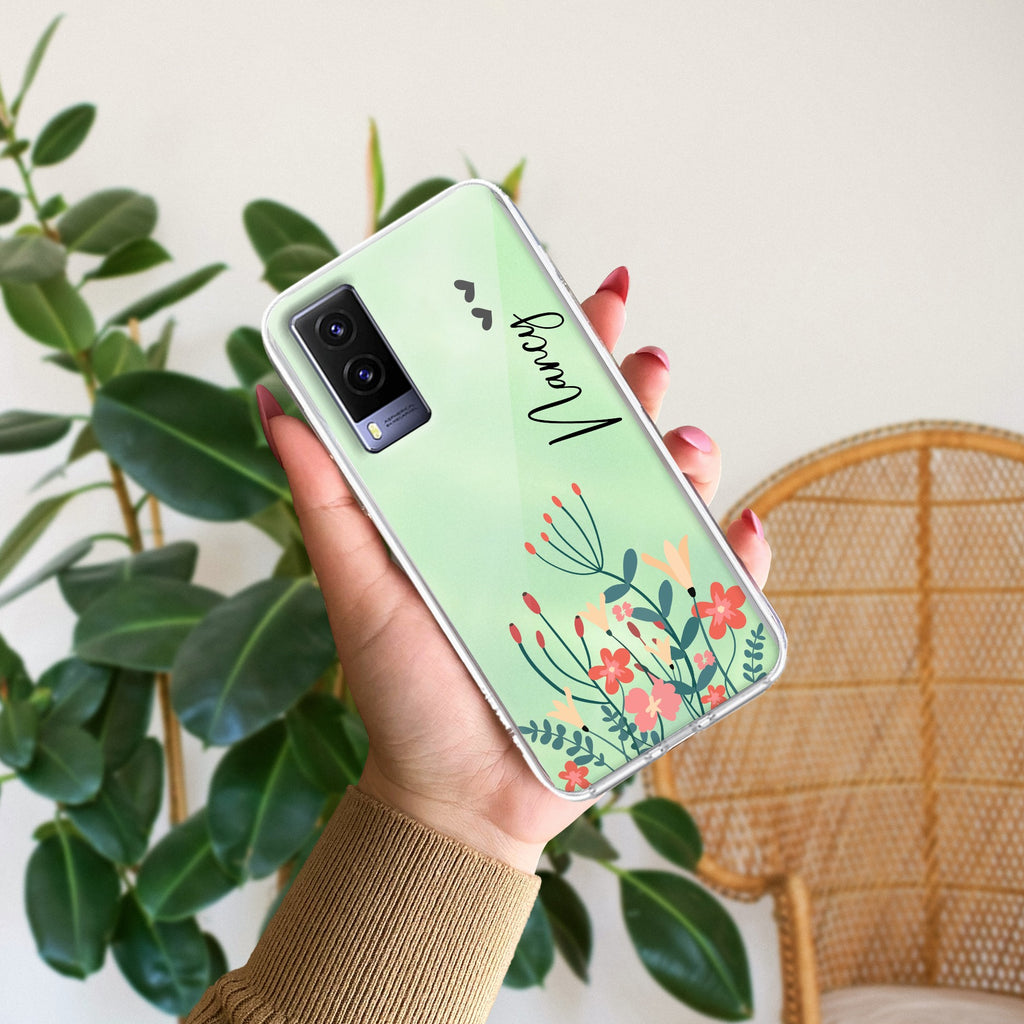 MultiColor Floral Customize Transparent Silicon Case For Vivo V21e 5G