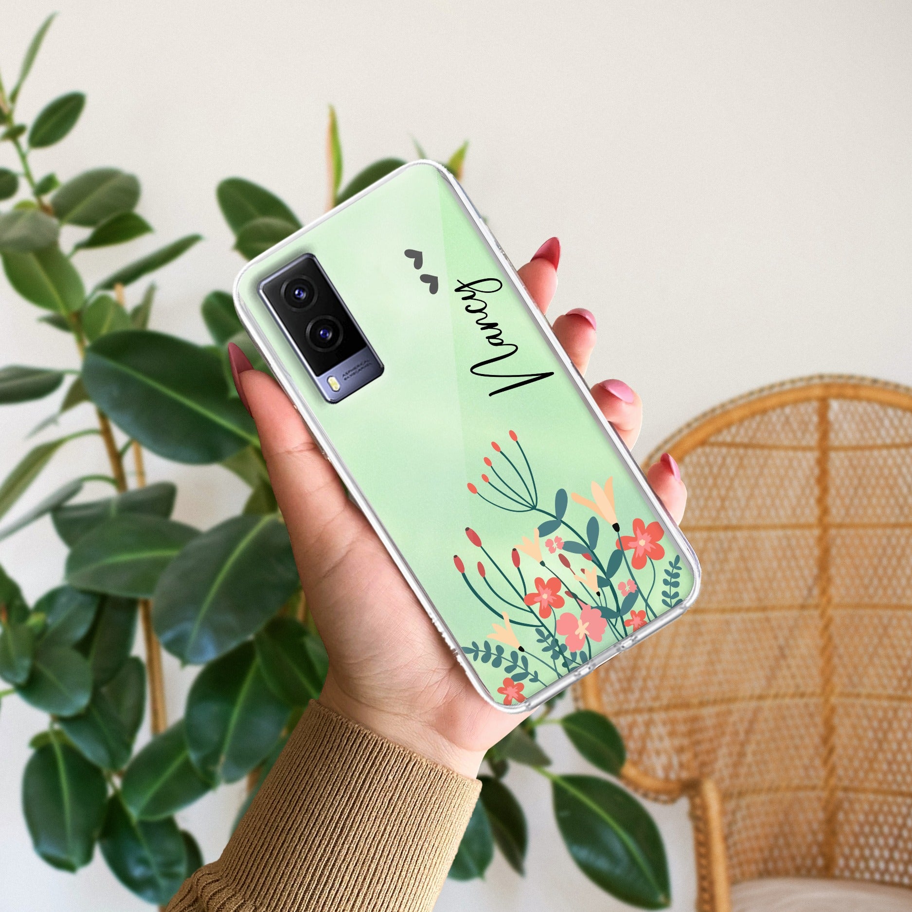 MultiColor Floral Customize Transparent Silicon Case For Vivo V21e 5G