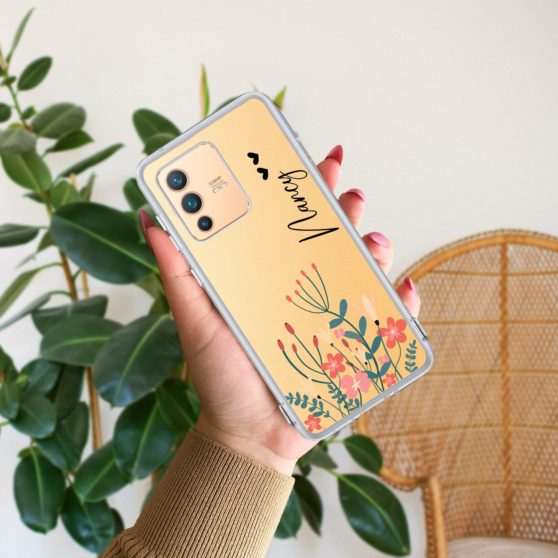 MultiColor Floral Customize Transparent Silicon Case For Vivo V23 5G