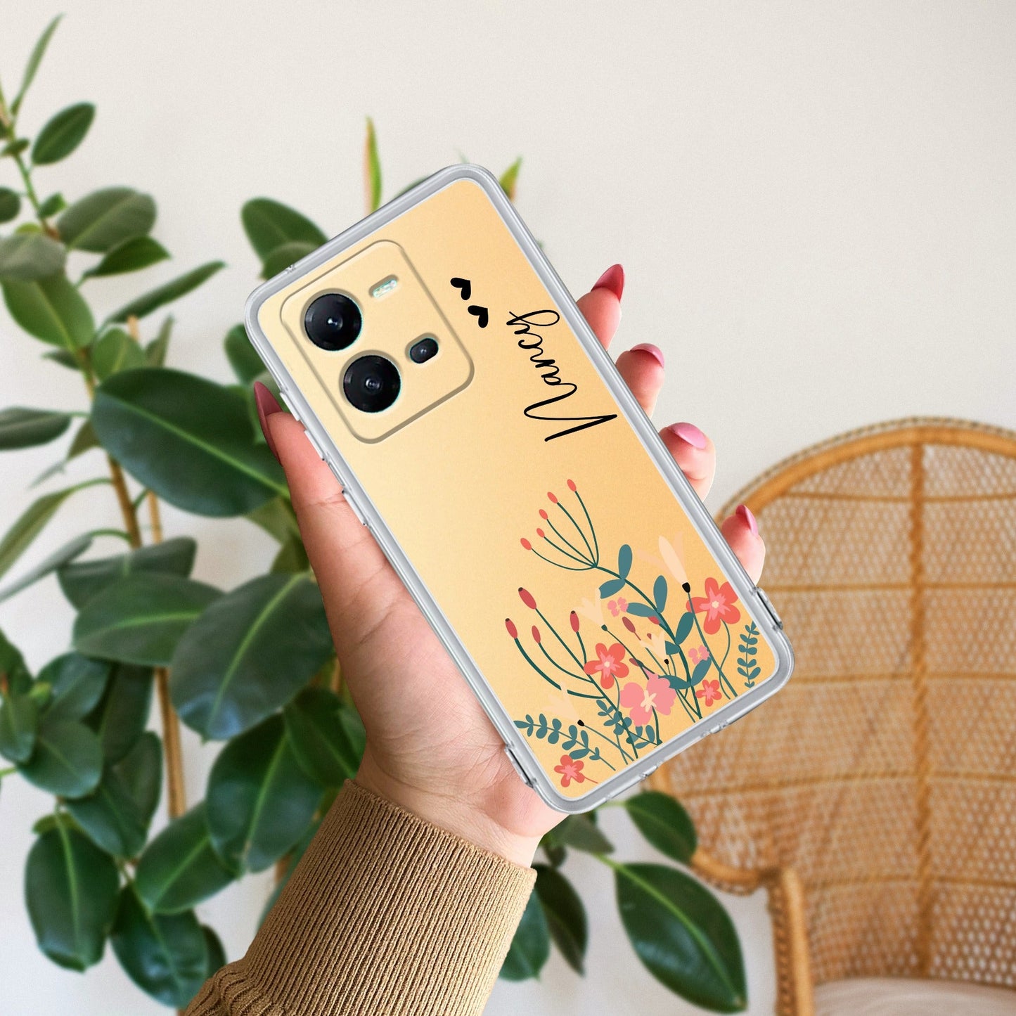 MultiColor Floral Customize Transparent Silicon Case For Vivo