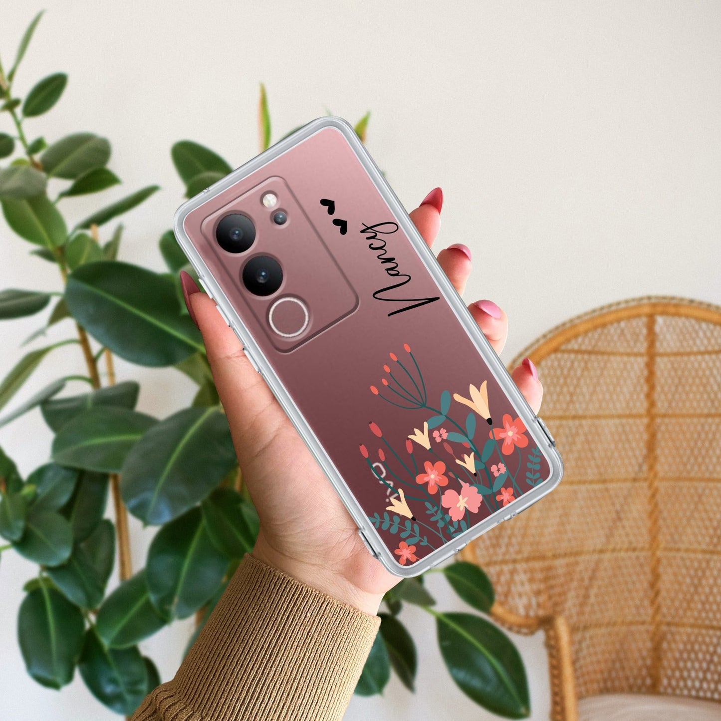 MultiColor Floral Customize Transparent Silicon Case For Vivo