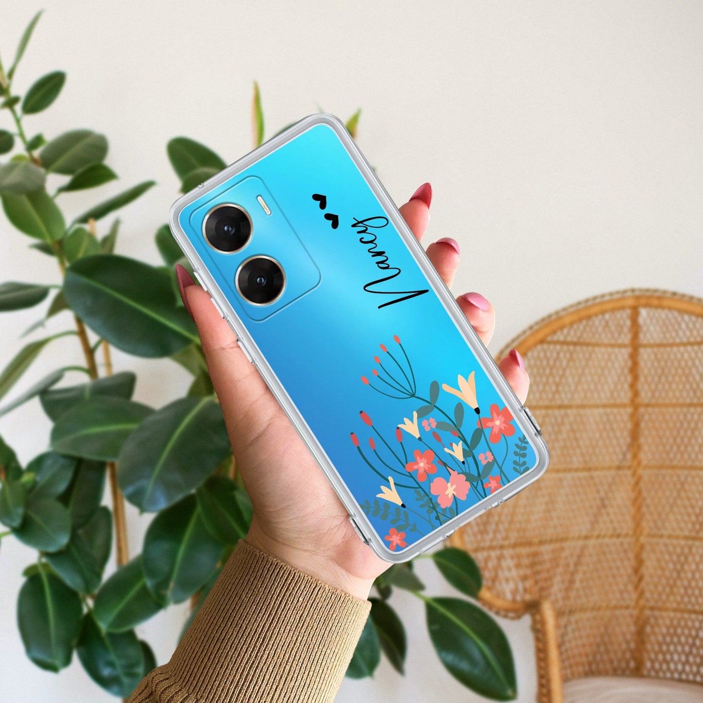 MultiColor Floral Customize Transparent Silicon Case For Vivo