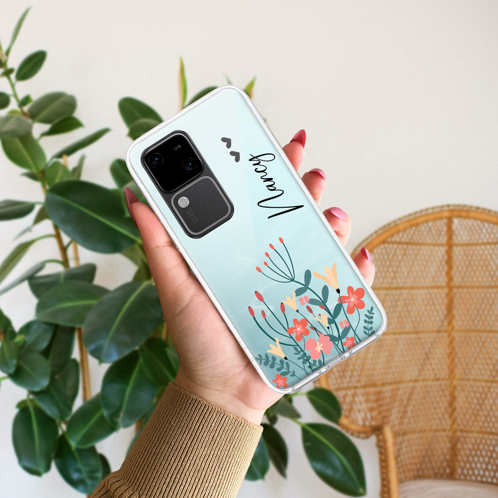 MultiColor Floral Customize Transparent Silicon Case For Vivo V30 5G