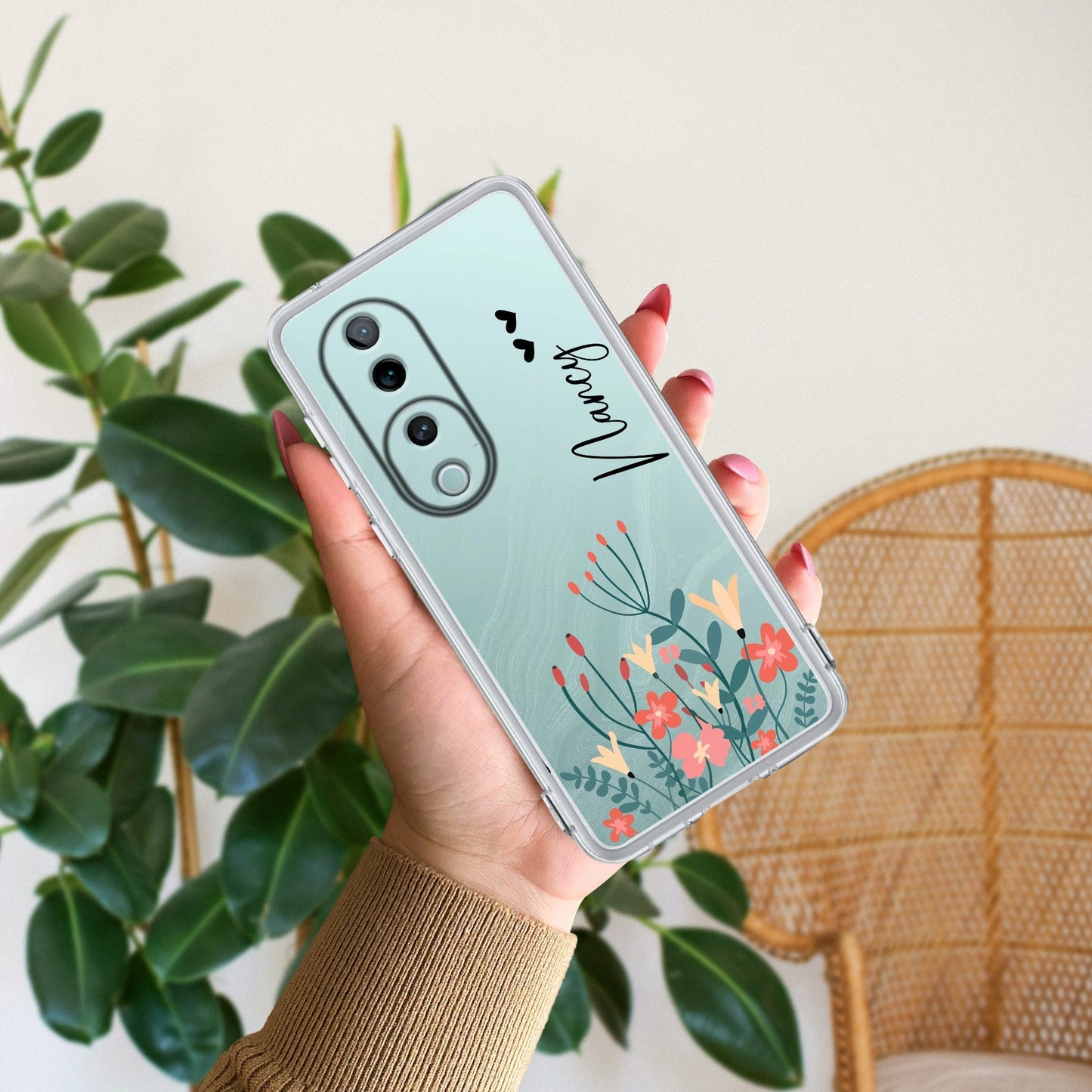 MultiColor Floral Customize Transparent Silicon Case For Vivo
