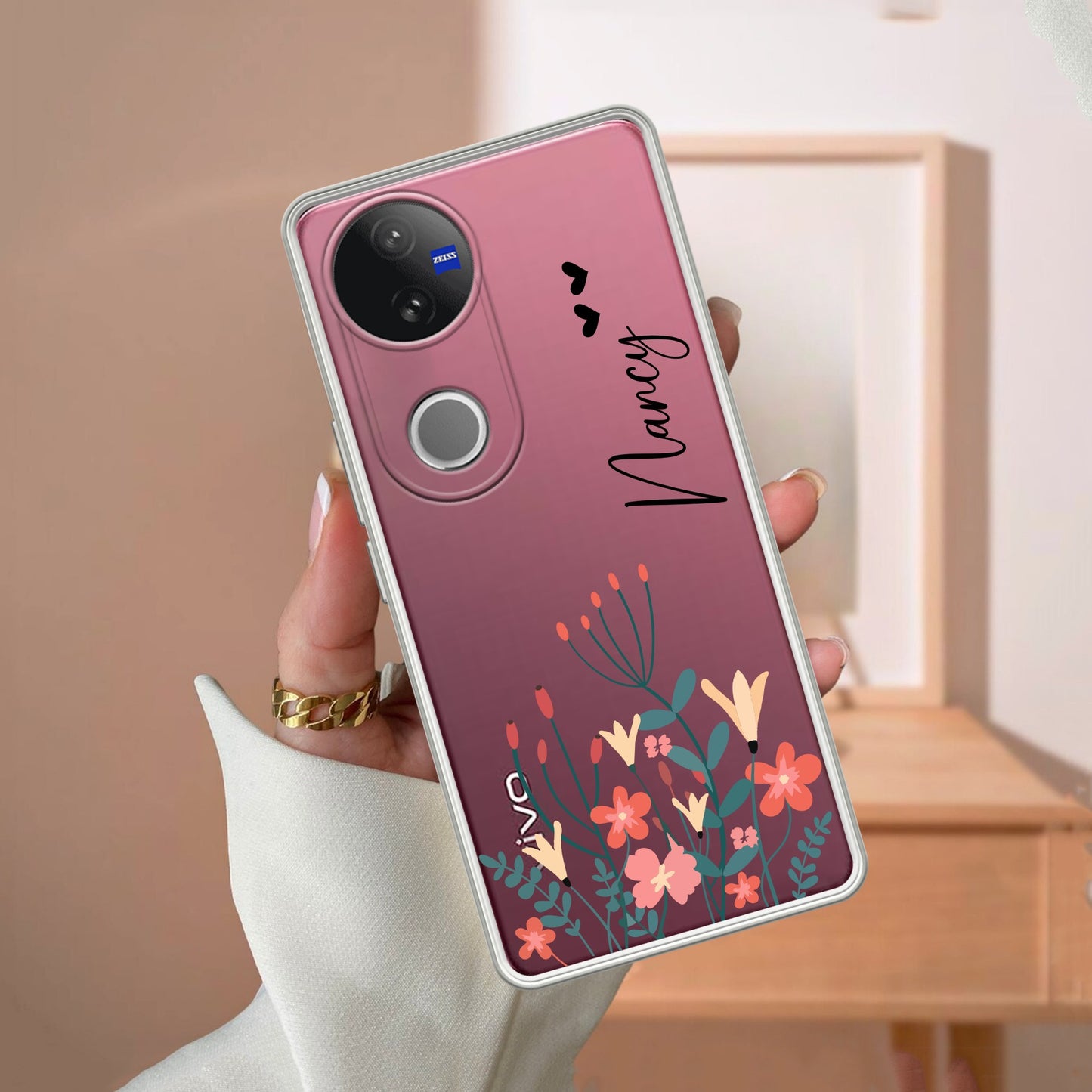 MultiColor Floral Customize Transparent Silicon Case For Vivo