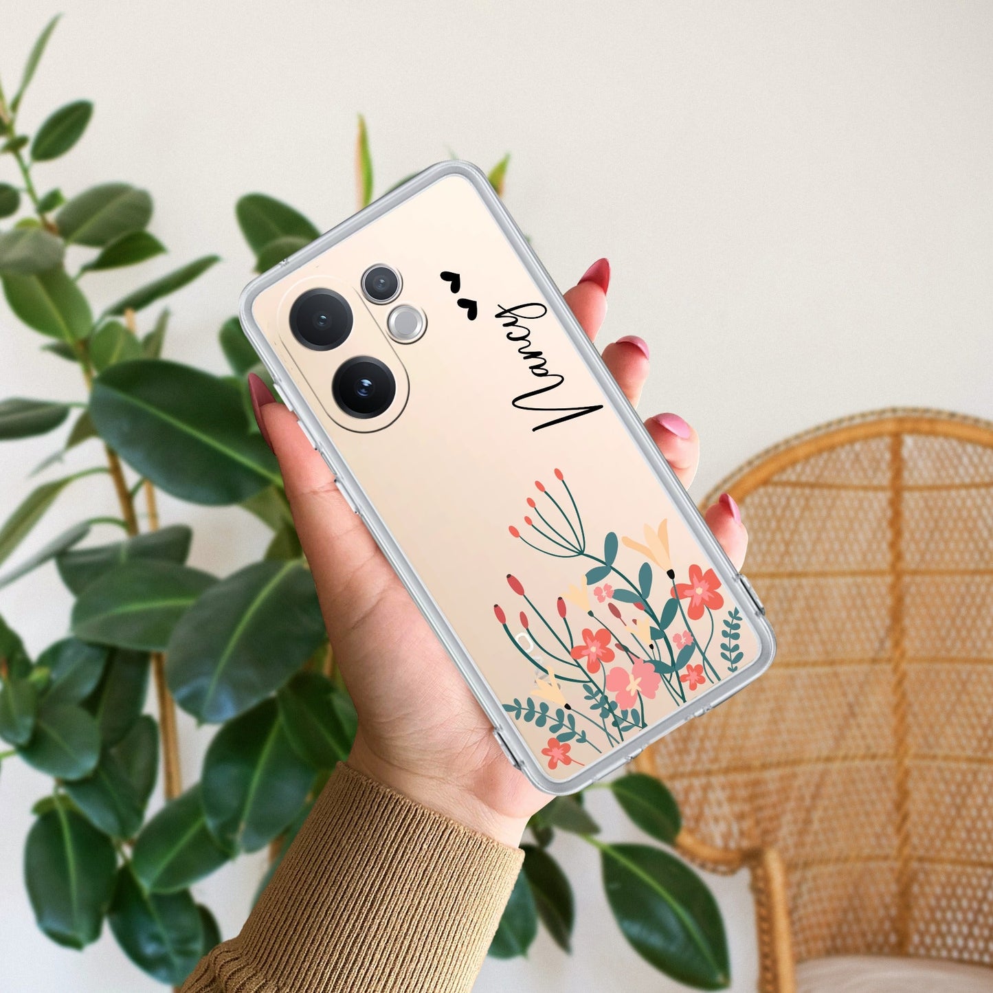 MultiColor Floral Customize Transparent Silicon Case For Vivo